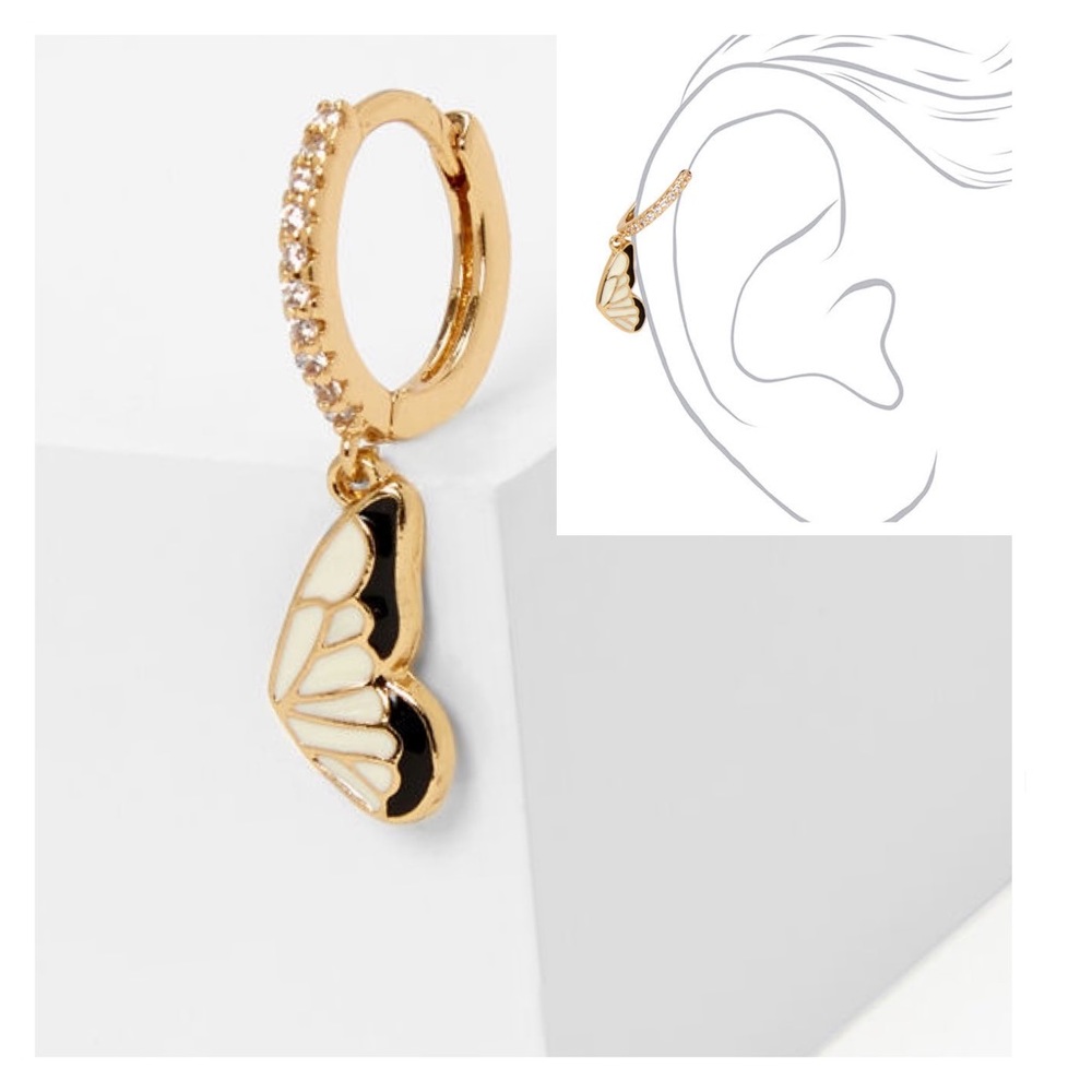 Butterfly Charm Cartilage Hoop Earring